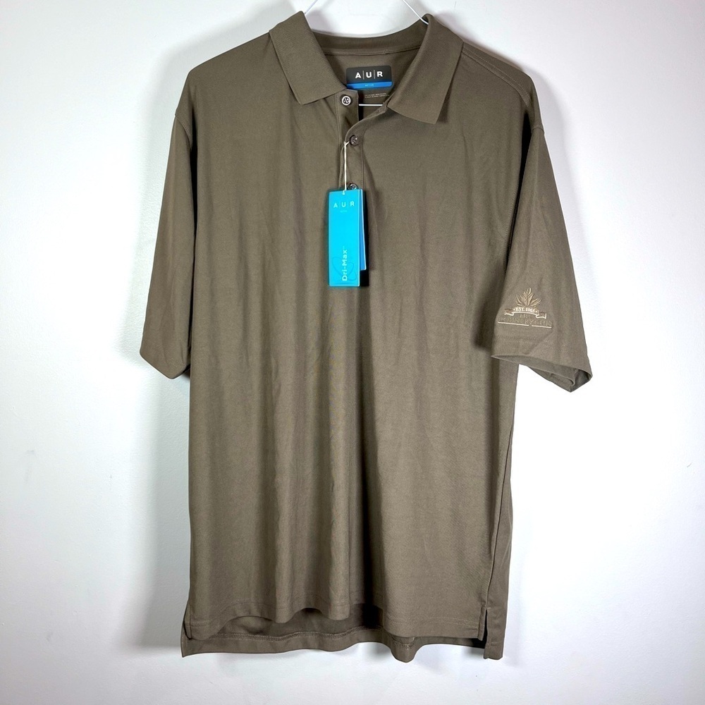 Aur Active Men’s Khaki Short Sleeve 100%Polyester Dri Max Golf Polo NWT Size XL